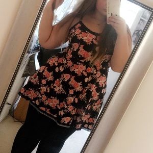 Forever 21 Lace Trim Cami Floral Dress